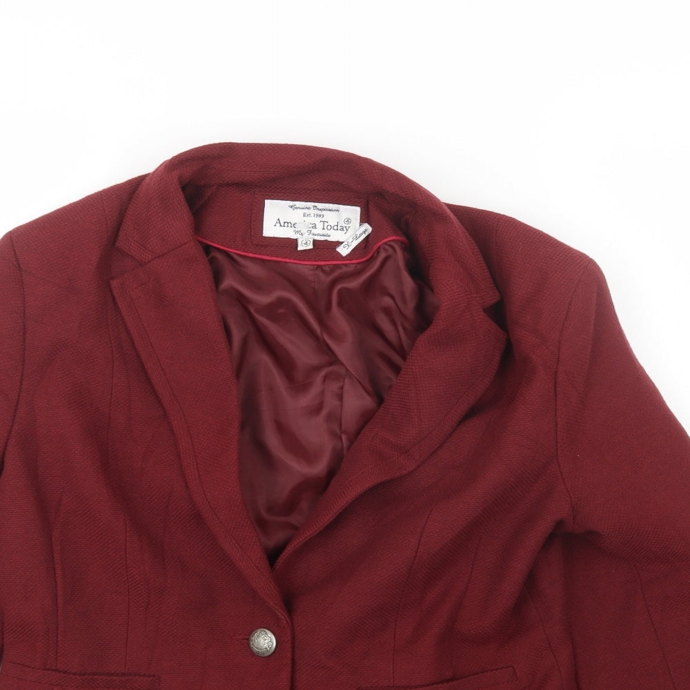 America Today Womens Red   Jacket Blazer Size XL