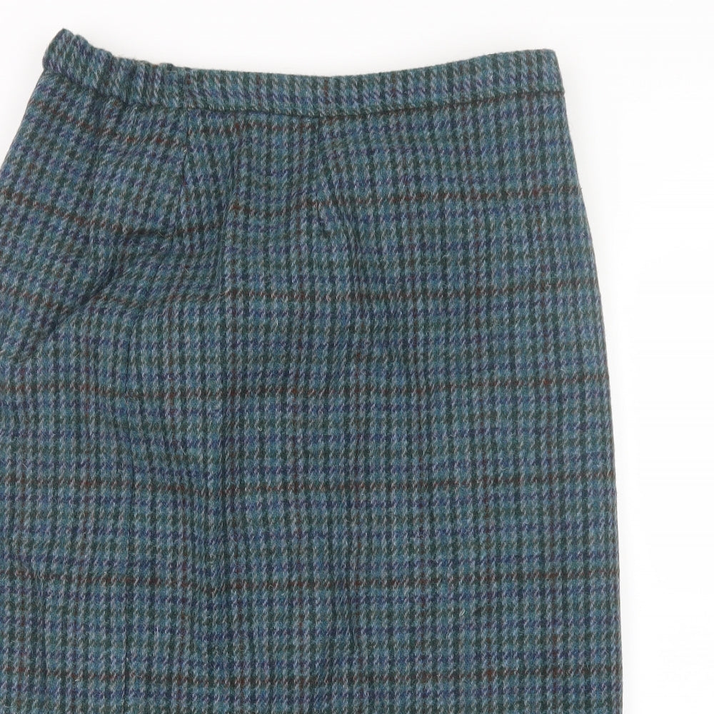 Harris Tweed Womens Blue Check  Straight & Pencil Skirt Size 32 in