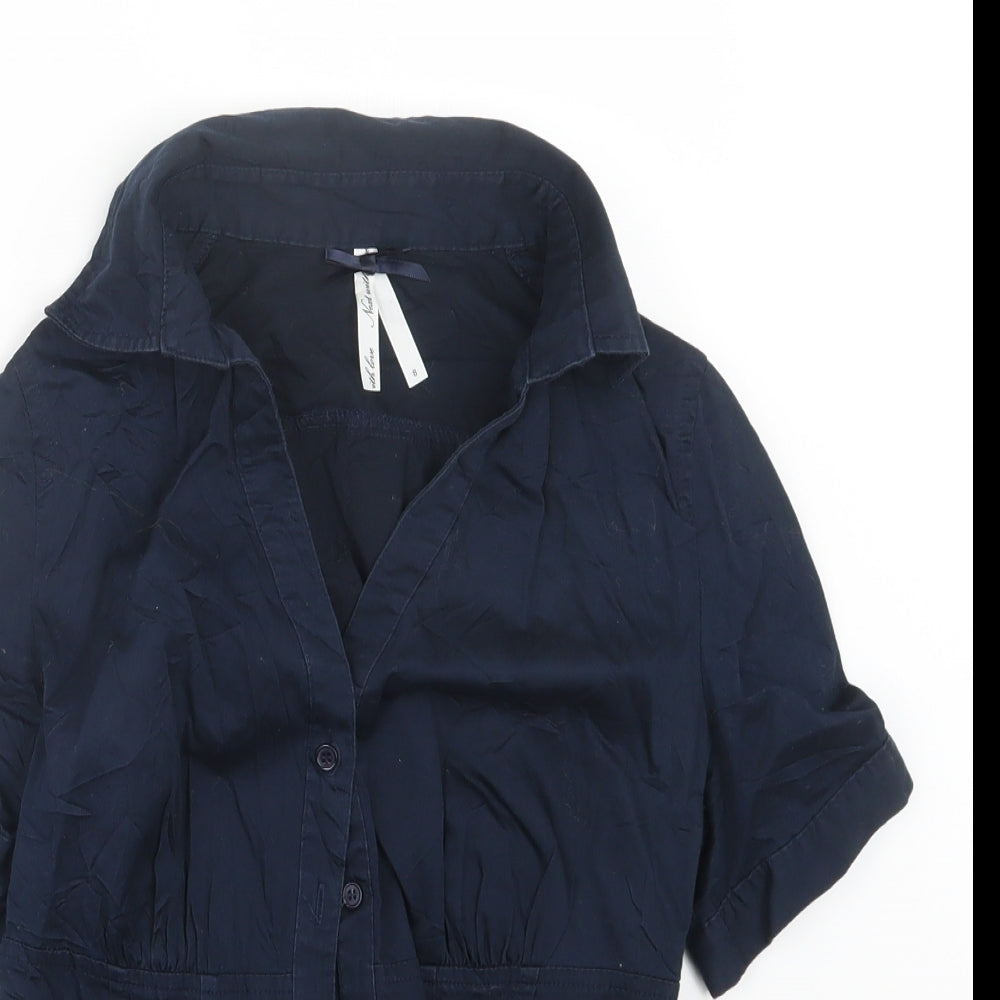 NEXT Womens Blue   Basic Button-Up Size 8