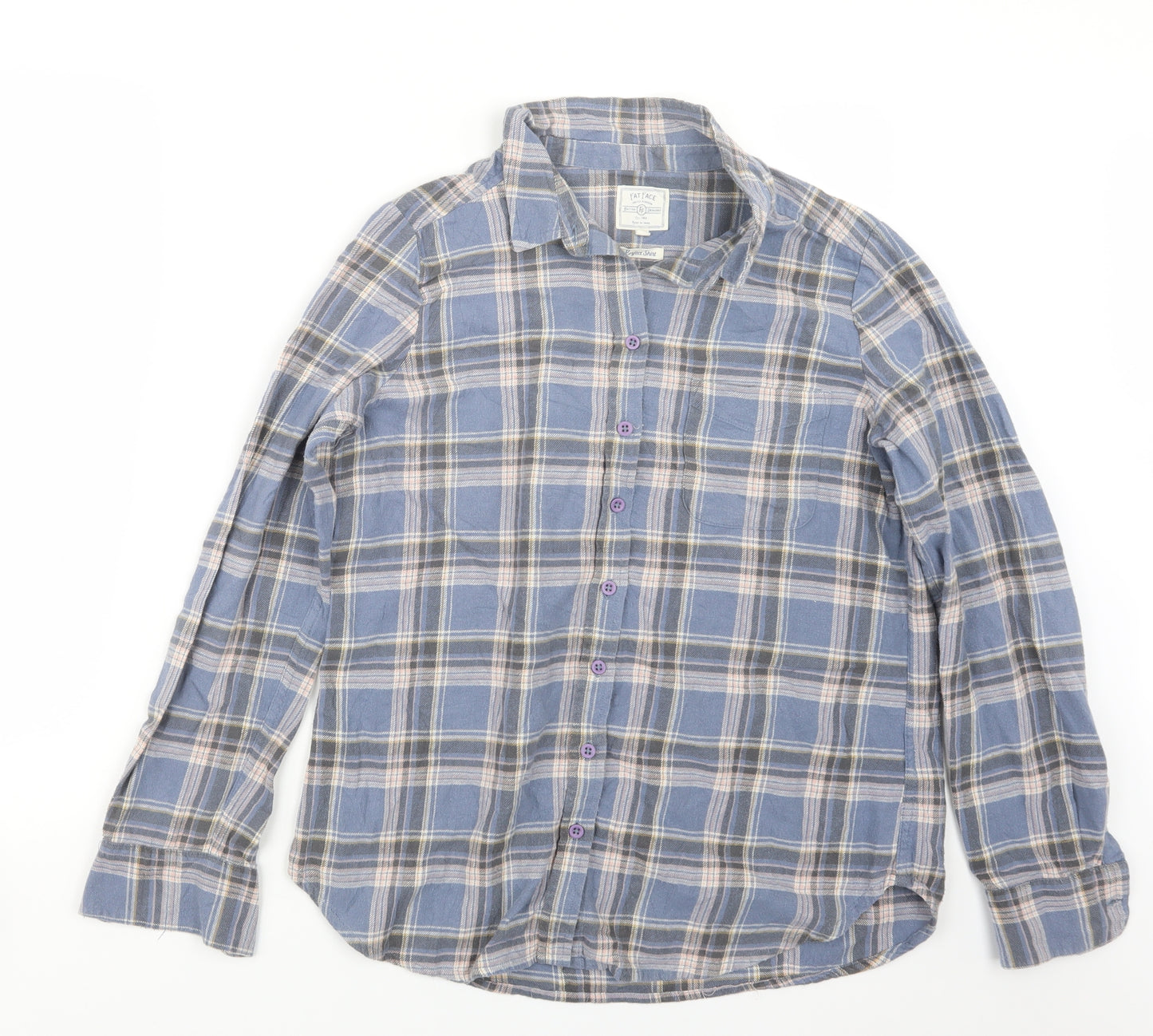Fat Face Womens Blue Check  Basic Button-Up Size 14