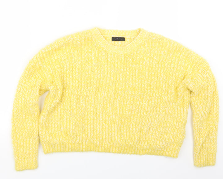 New Look Womens Yellow  Knit Pullover Jumper Size M