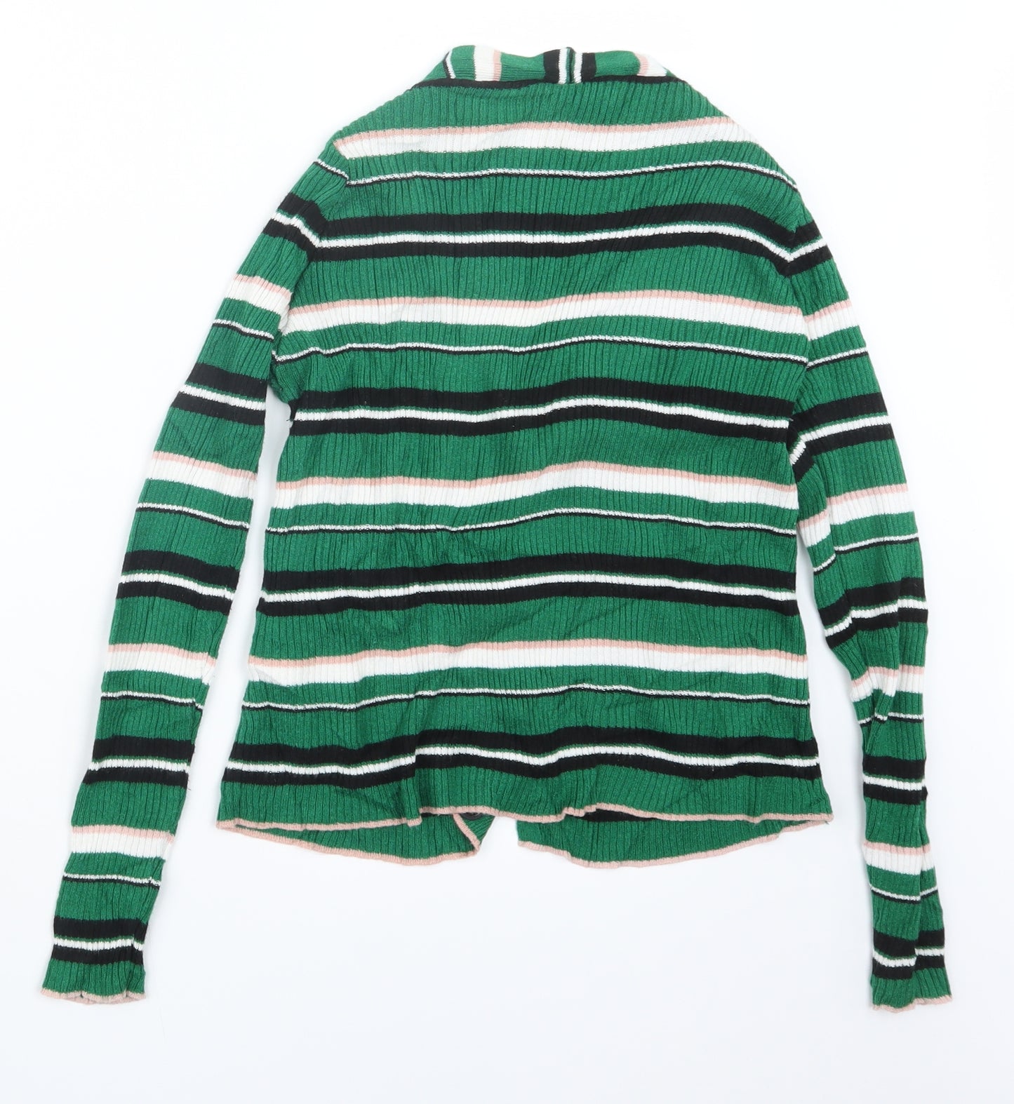 New Look Womens Green Striped Knit Cape Jumper Size 8