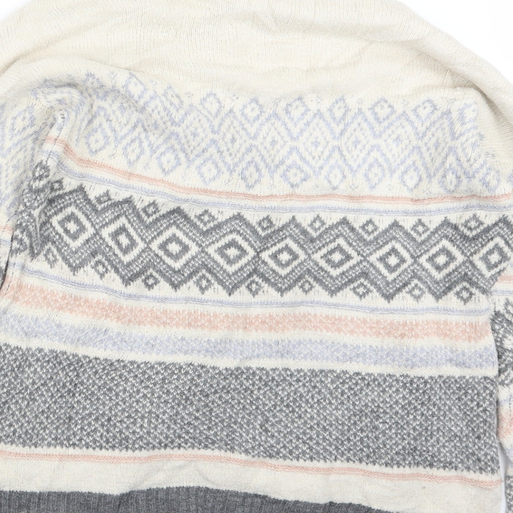 RJR.John Rocha Womens White Geometric Knit Pullover Jumper Size 14