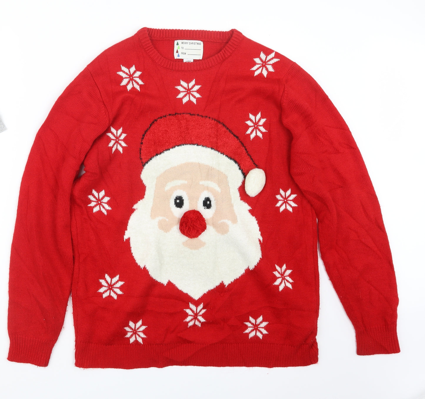 Primark Mens Red  Knit Pullover Jumper Size L  - Christmas