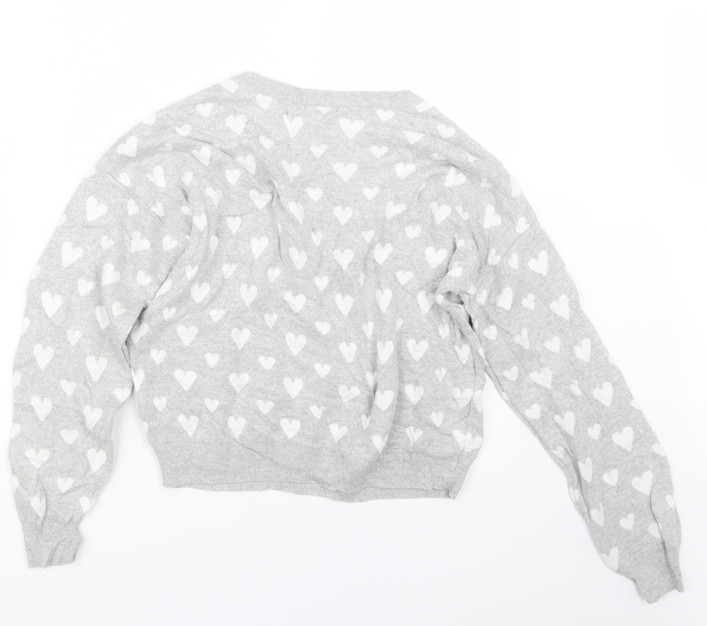 F&F Womens Grey Geometric Knit Pullover Jumper Size 8