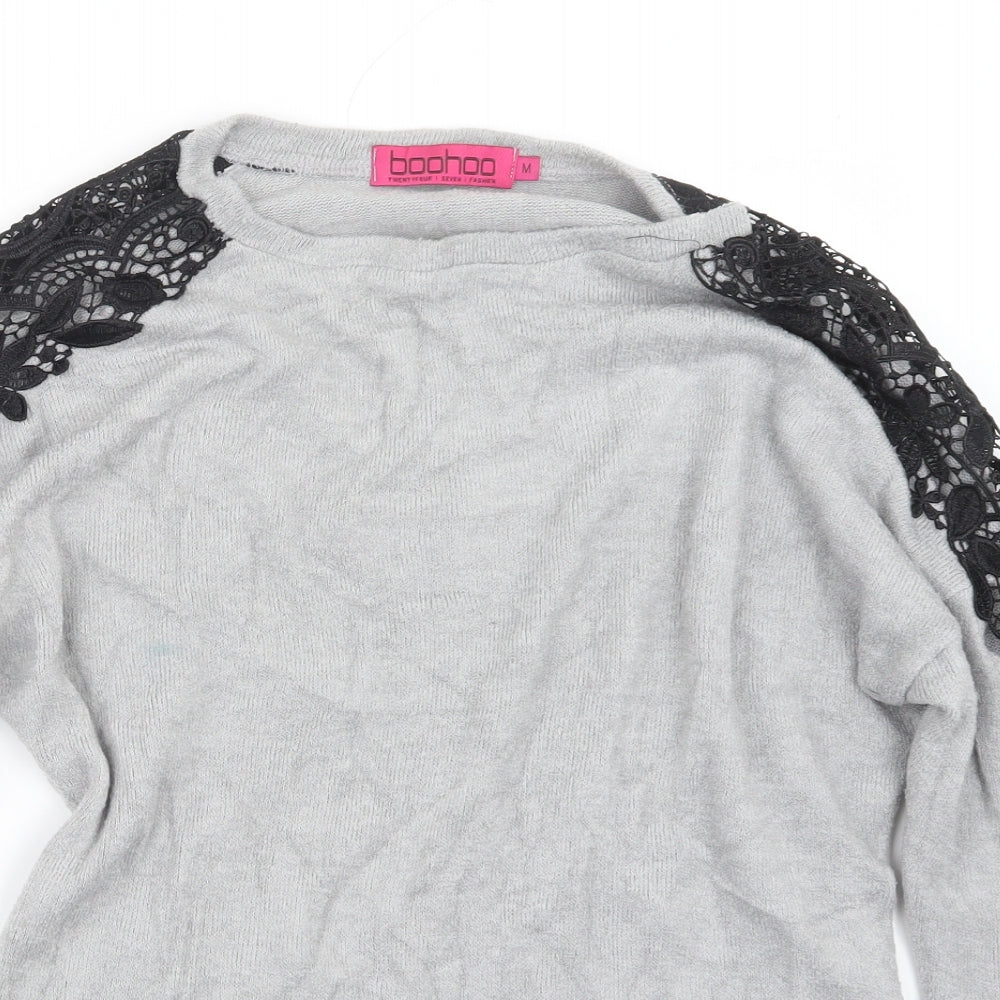 Boohoo Womens Grey  Knit Pullover Jumper Size M