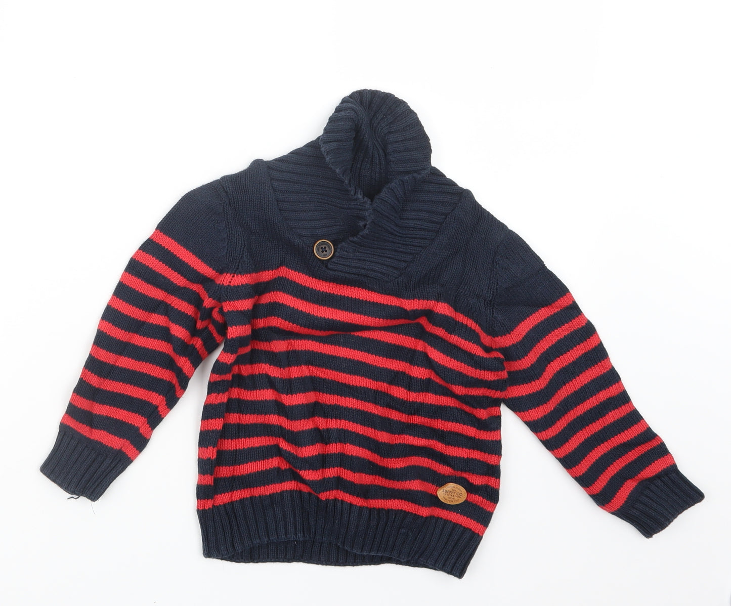 H&M Boys Blue Striped Knit Pullover Sweatshirt Size 3-4 Years