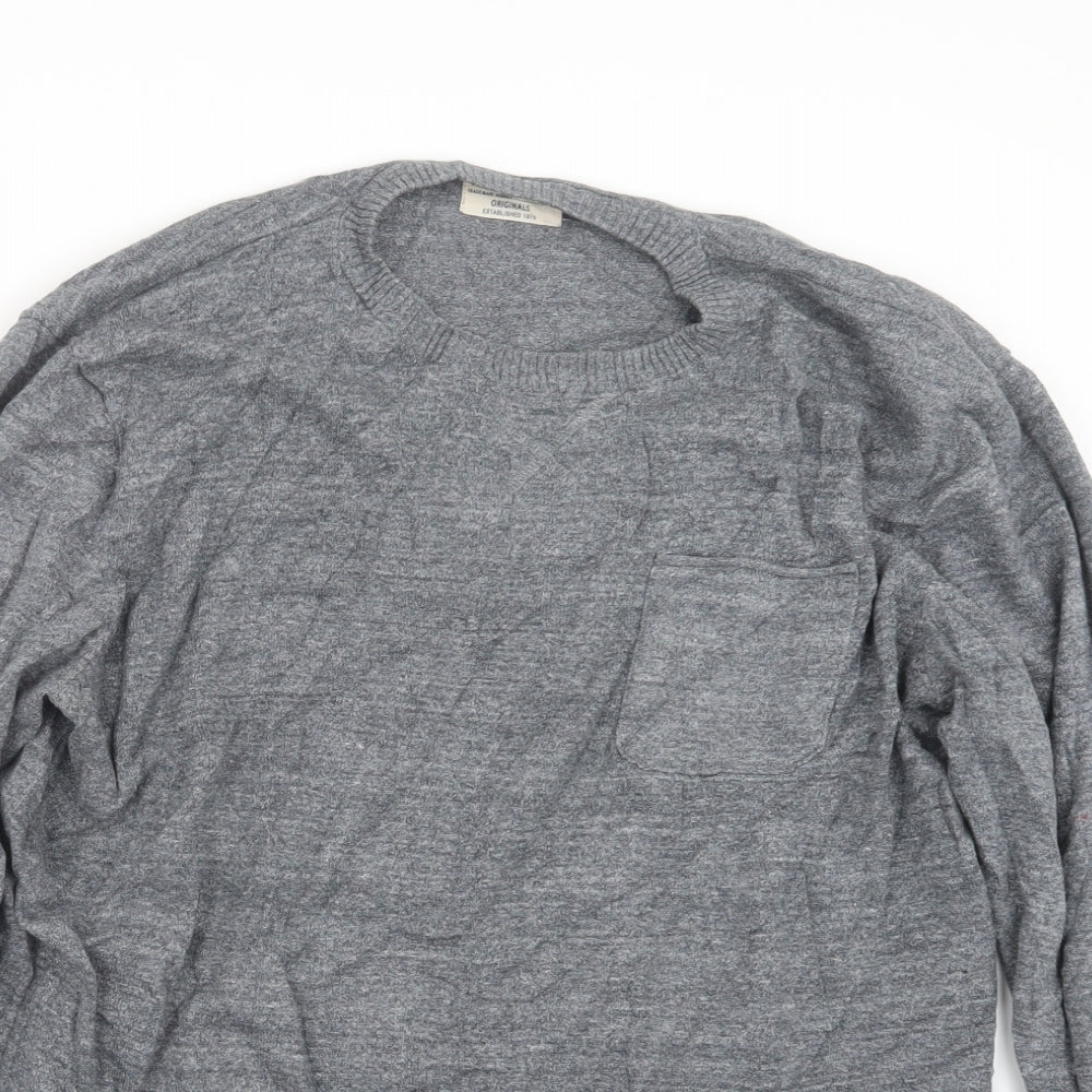 JACK & JONES Mens Grey  Knit Pullover Jumper Size XL