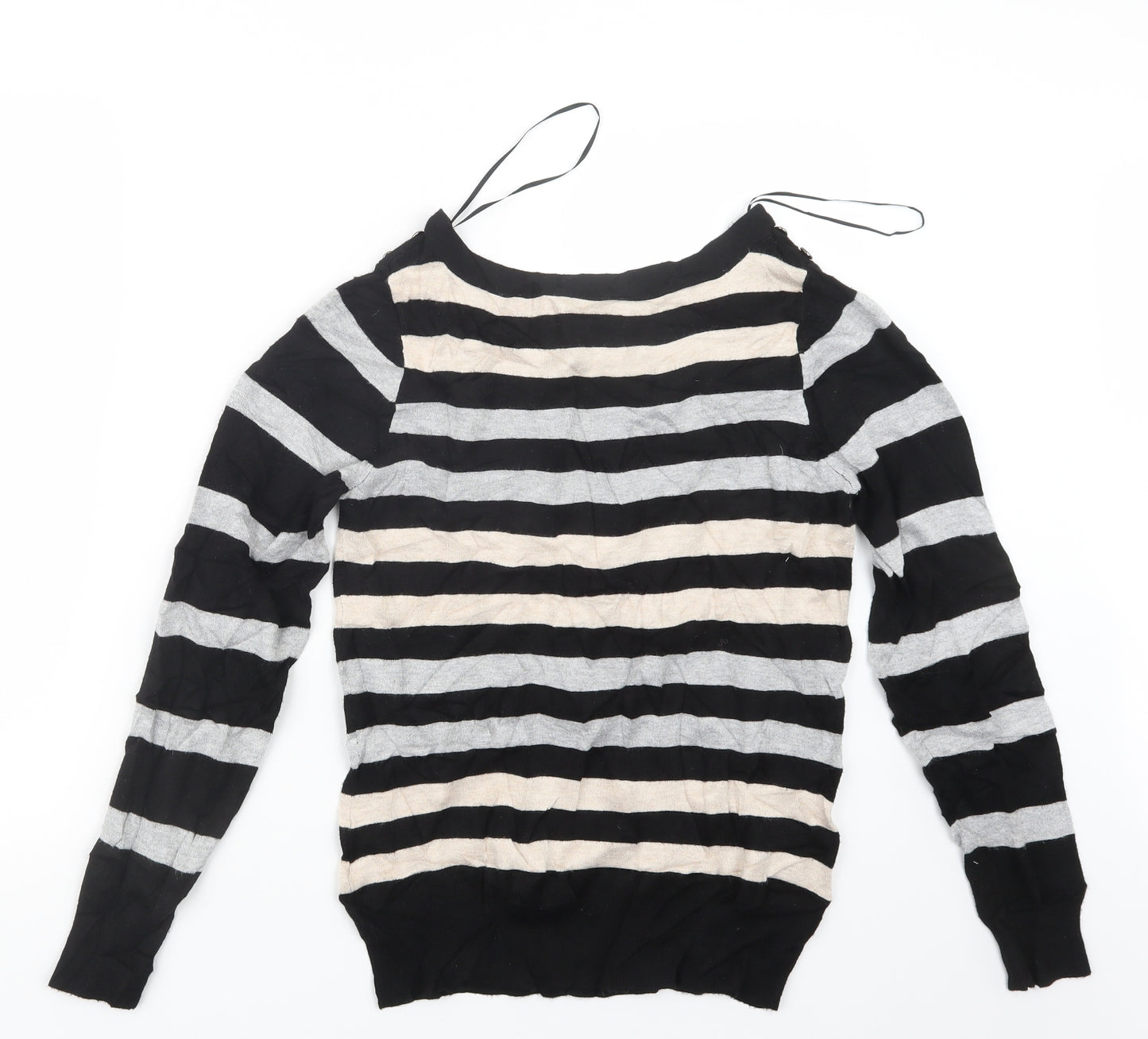 Wallis Womens Black Striped Knit Pullover Jumper Size 12