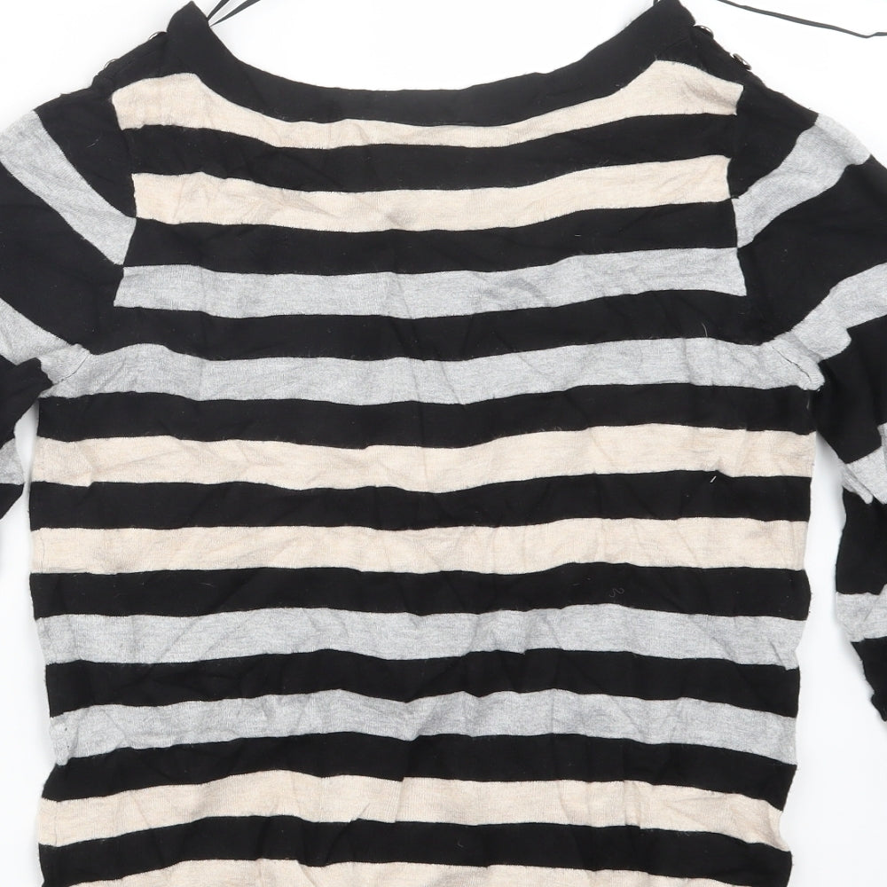 Wallis Womens Black Striped Knit Pullover Jumper Size 12