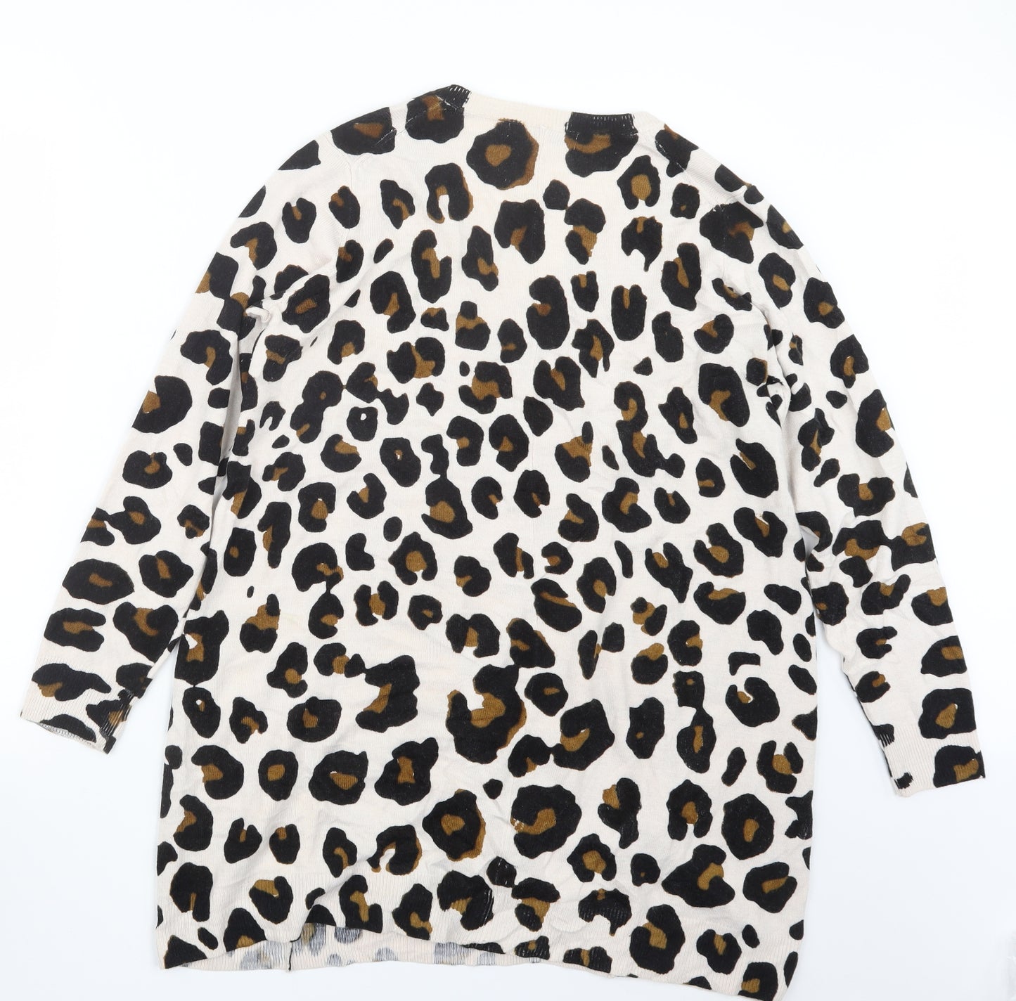 Marks and Spencer Womens Beige Animal Print Knit Pullover Jumper Size 14