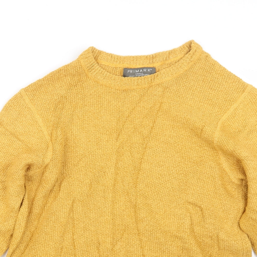 Primark Mens Yellow  Knit Pullover Jumper Size S
