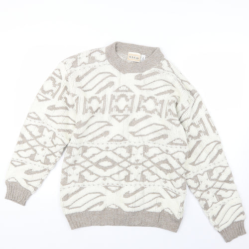 Nico Mens Beige  Knit Pullover Jumper Size M