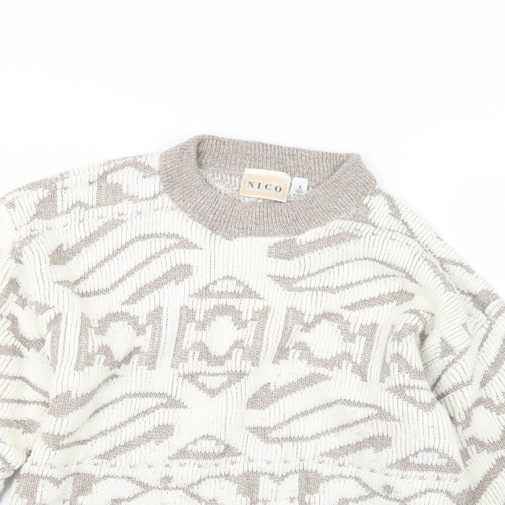 Nico Mens Beige  Knit Pullover Jumper Size M