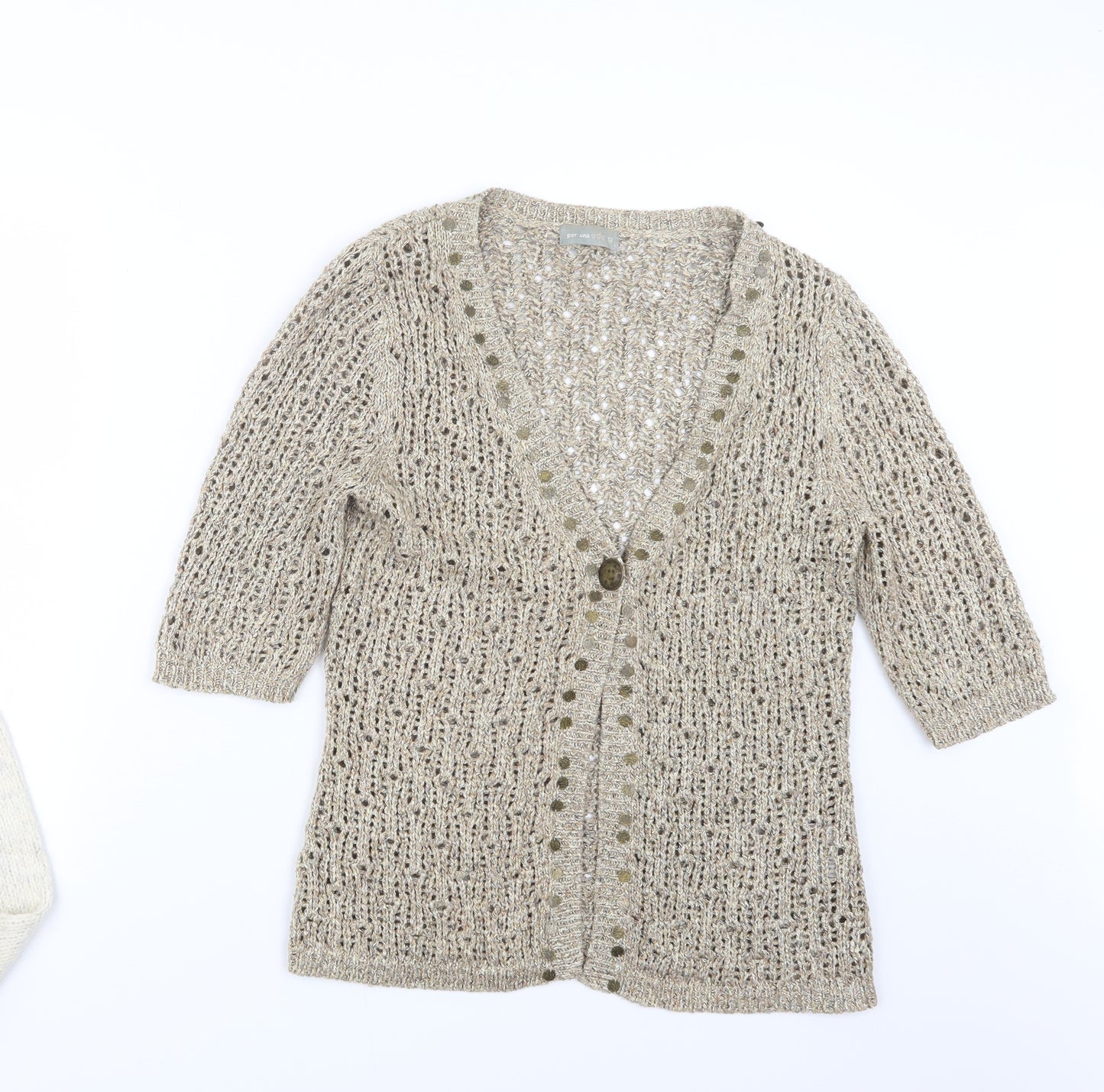 Per Una Womens Beige  Knit Cardigan Jumper Size 12