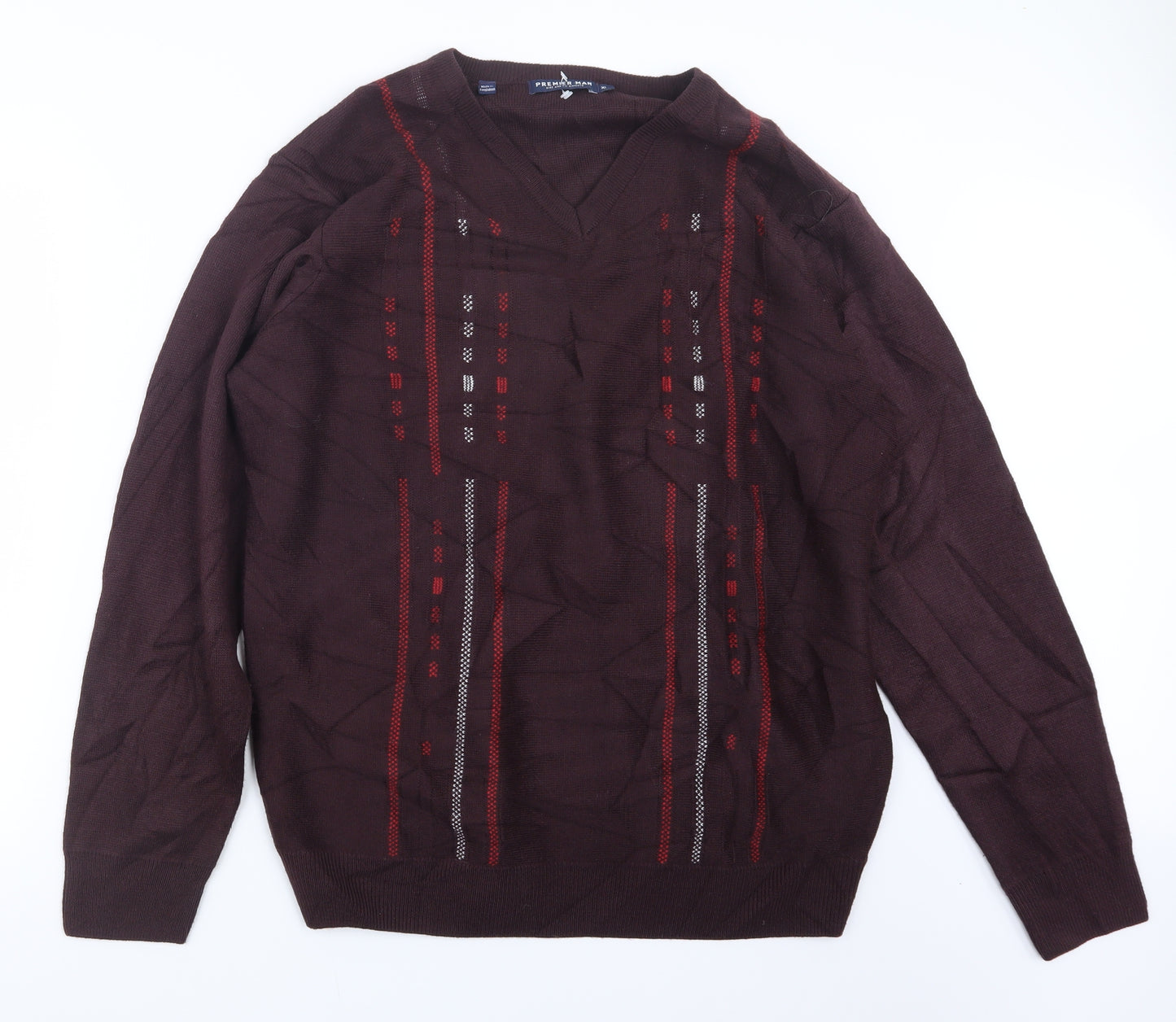 Premier Man Mens Purple  Knit Pullover Jumper Size XL