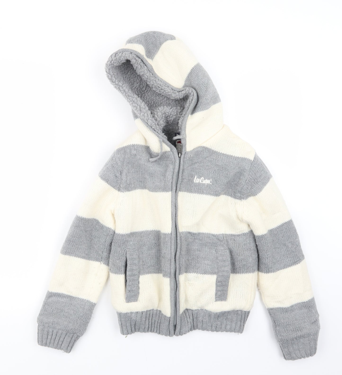Lee Cooper Boys Grey Striped  Jacket  Size 7-8 Years
