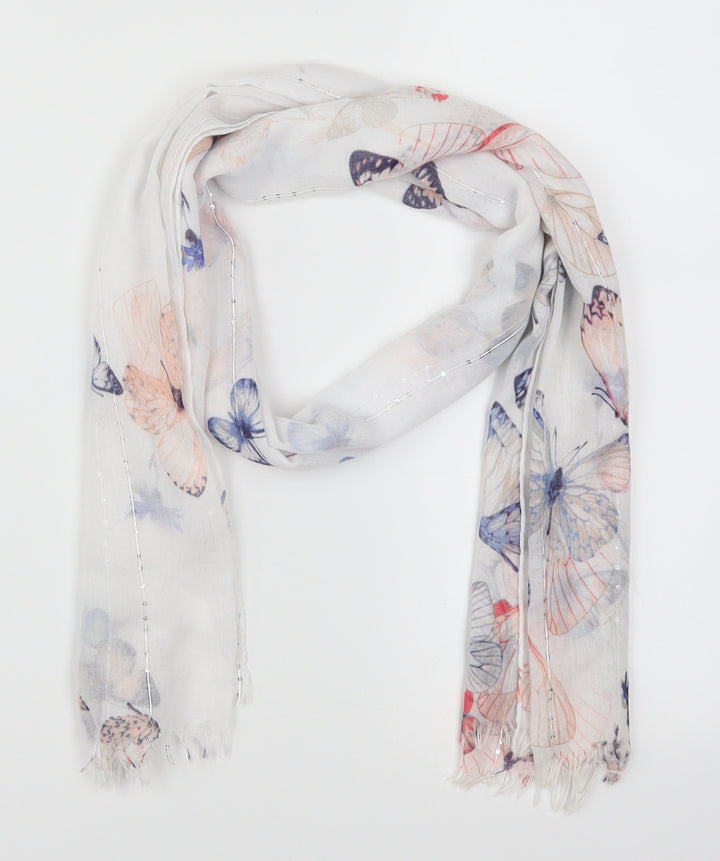 F&F Womens White    Scarf   - Butterflies