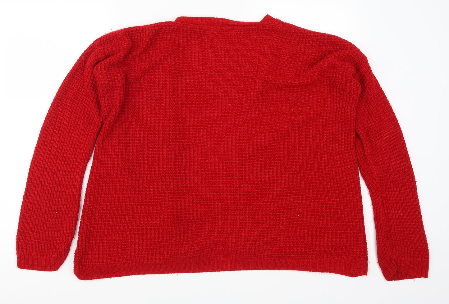 Boohoo Womens Red  Knit Cardigan Jumper Size M