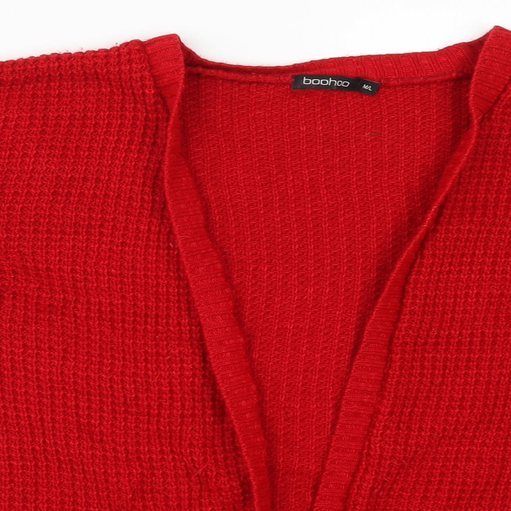 Boohoo Womens Red  Knit Cardigan Jumper Size M