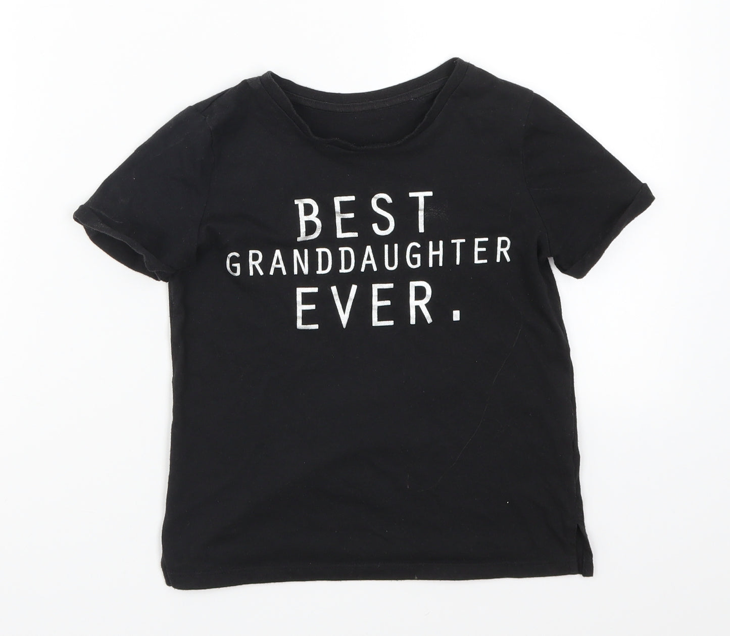 Matalan Girls Black   Basic T-Shirt Size 8 Years  - Best Granddaughter ever