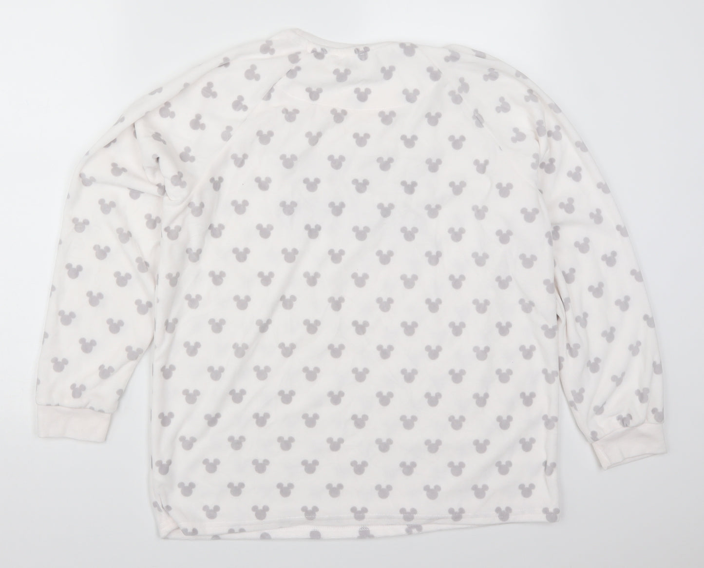 Primark Womens White Geometric  Top Pyjama Top Size 12  - Mickey Mouse