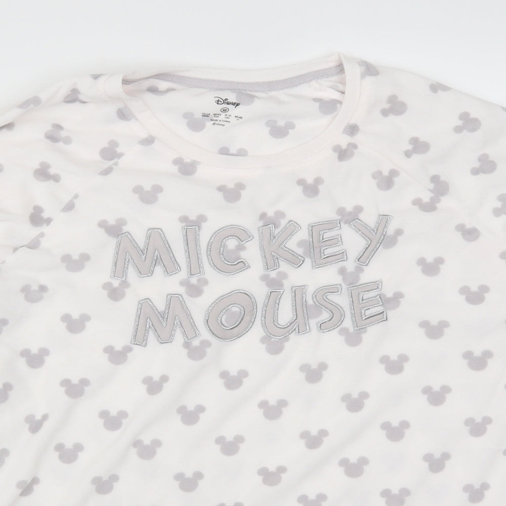 Primark Womens White Geometric  Top Pyjama Top Size 12  - Mickey Mouse