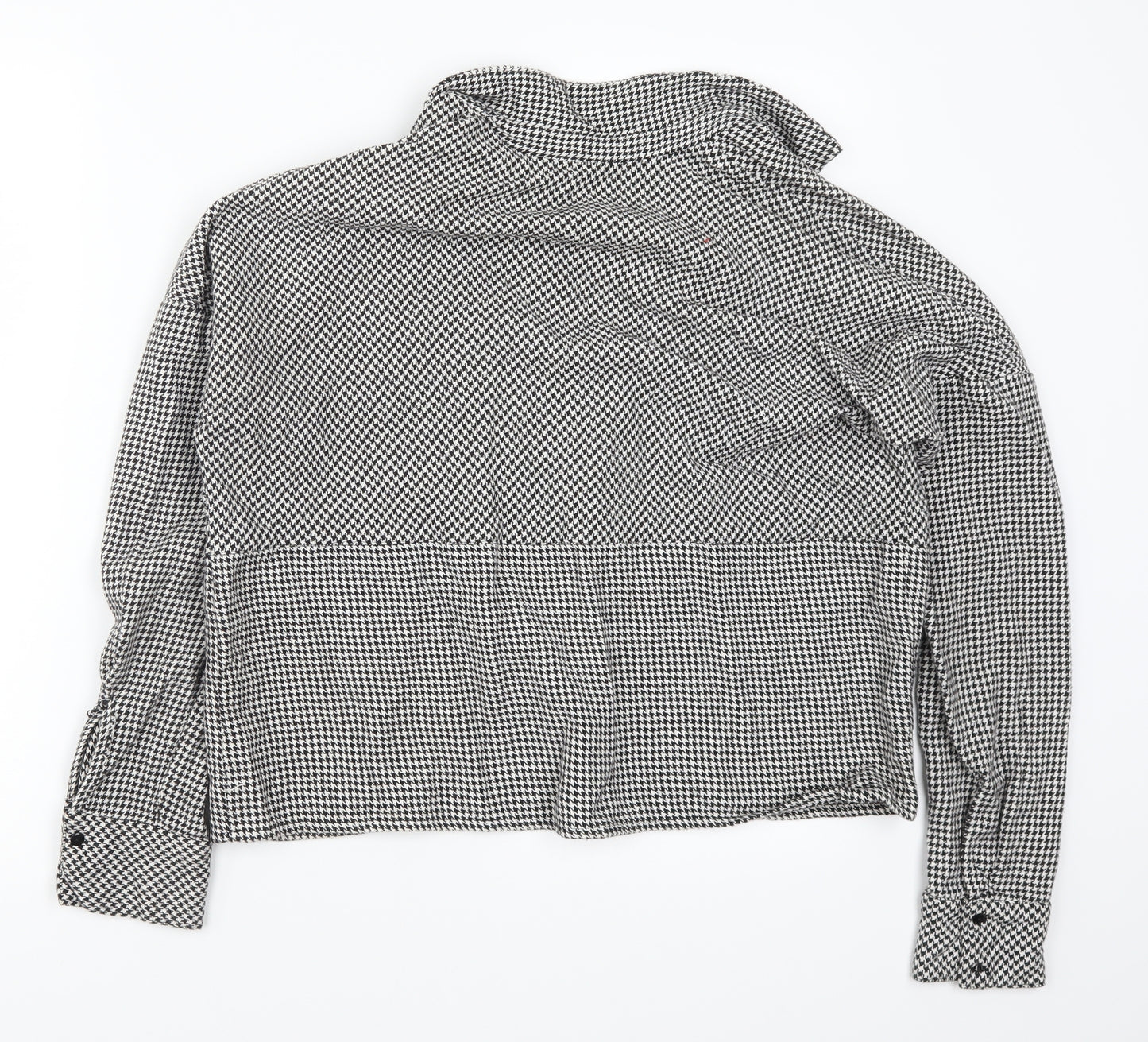 Noisy may Womens Grey Houndstooth  Basic Button-Up Size L