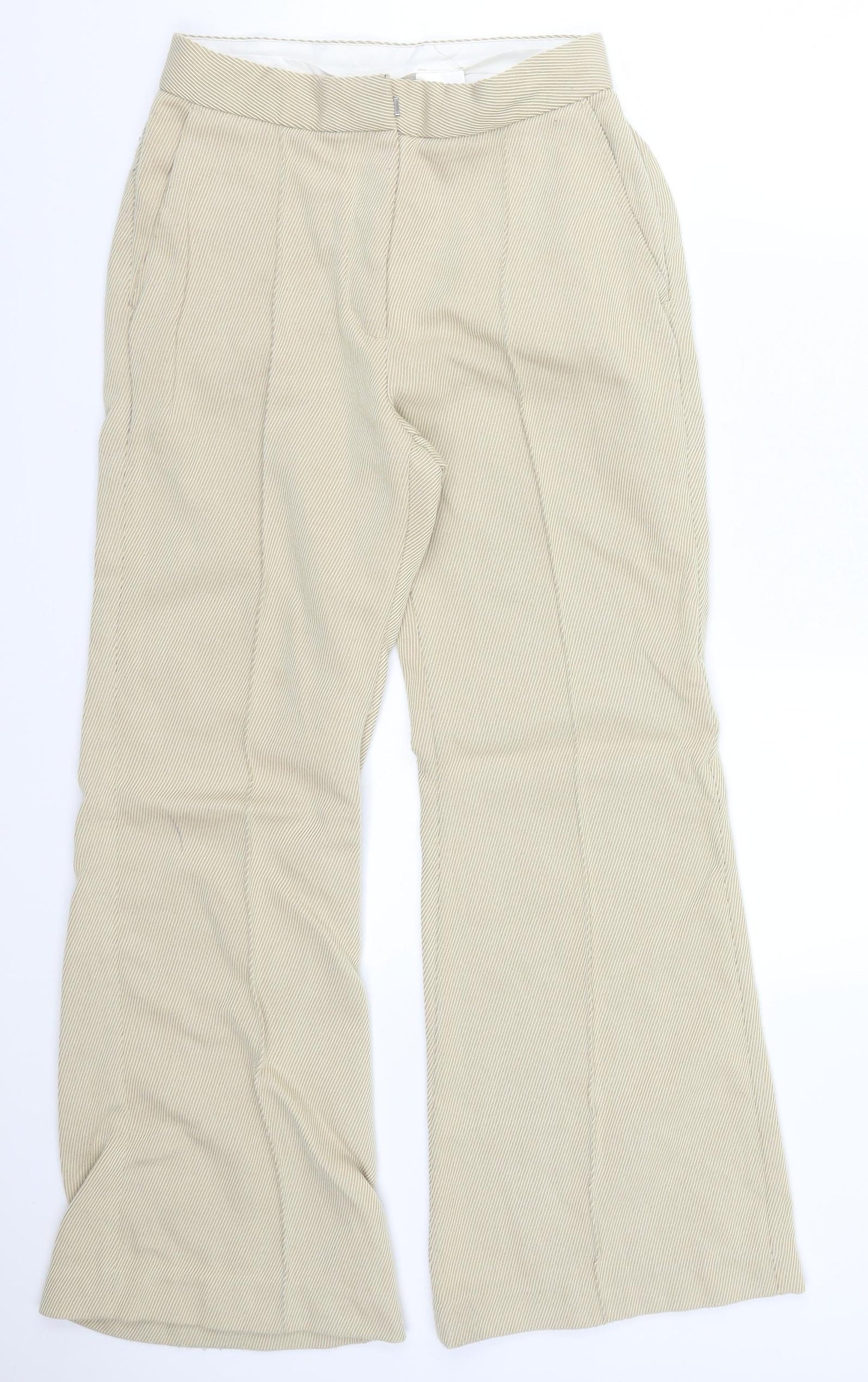 H&M Womens Beige Herringbone Corduroy Trousers  Size 8 L28 in