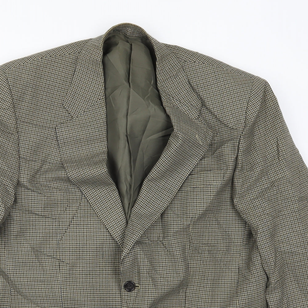 Burton Mens Green Houndstooth  Jacket Suit Jacket Size 40