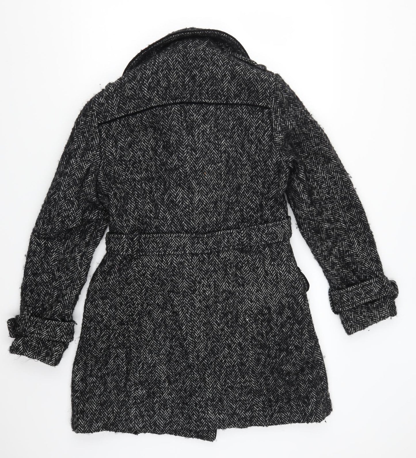 Jasper Conran Womens Grey Herringbone  Pea Coat Coat Size 12