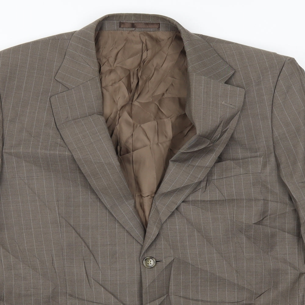 Brook Taverner Mens Brown Striped  Jacket Suit Jacket Size 42