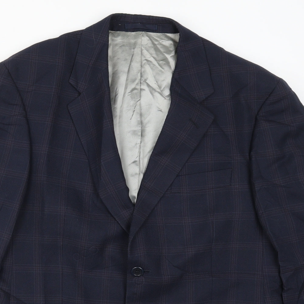 Gurteen Mens Blue Check  Jacket Suit Jacket Size 40