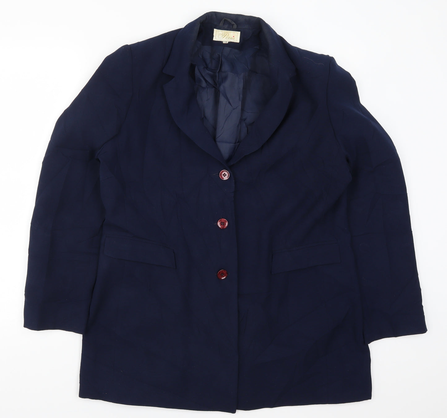 Perrie Womens Blue   Jacket Suit Jacket Size 16