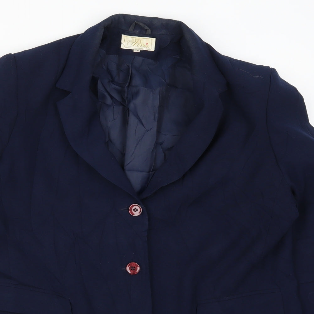 Perrie Womens Blue   Jacket Suit Jacket Size 16