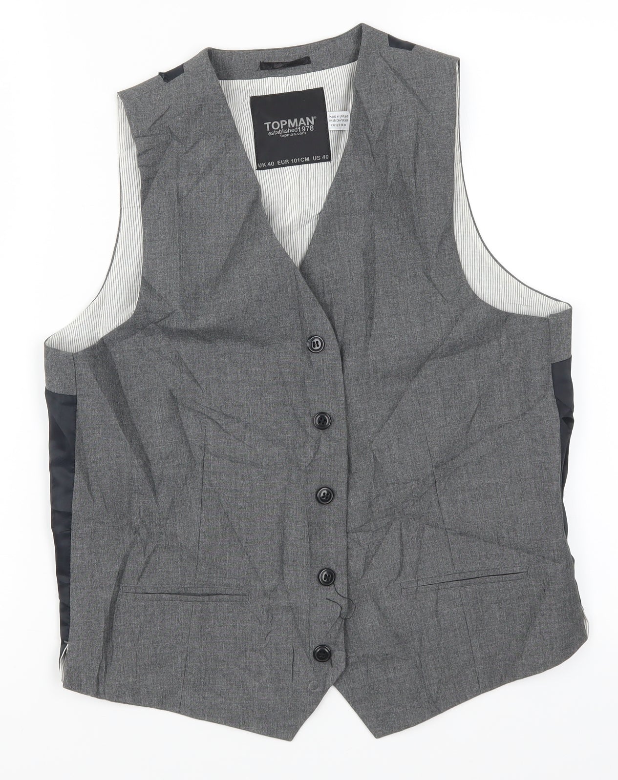 Topman Mens Grey   Jacket Waistcoat Size L