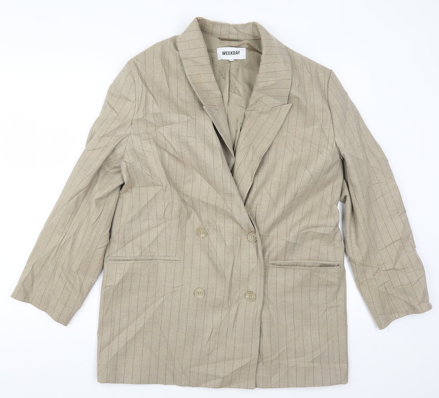Weekday Womens Brown Striped  Jacket Suit Jacket Size 10