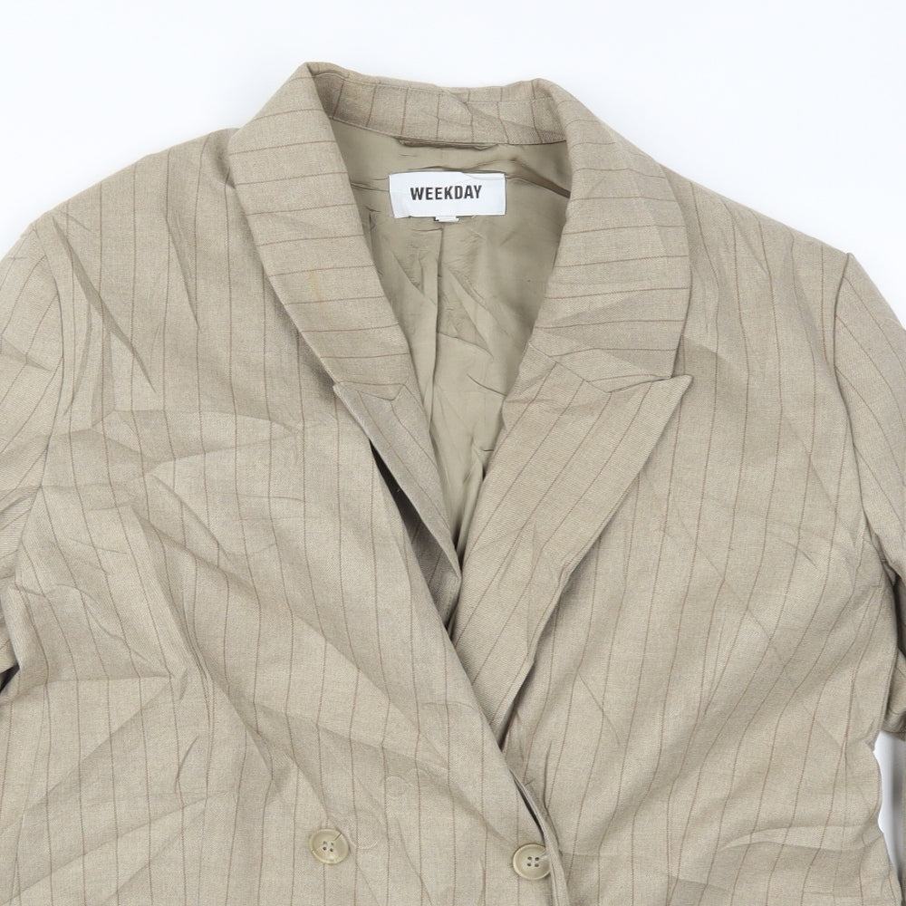 Weekday Womens Brown Striped  Jacket Suit Jacket Size 10