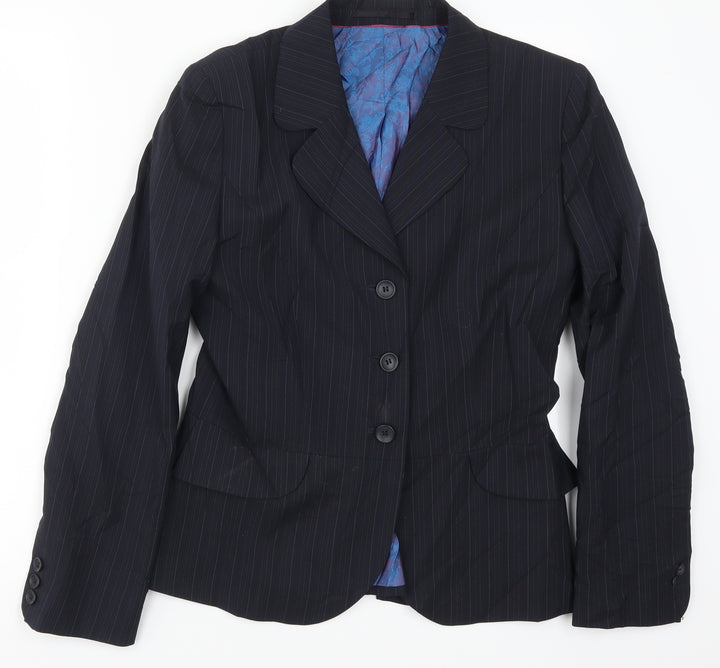 Wardrobes Womens Blue Striped Jacket Suit Jacket Size 10