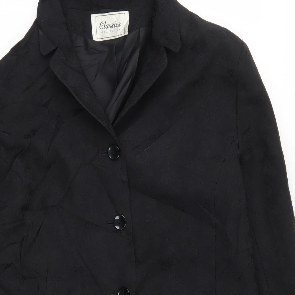 St Bernard Womens Black Floral  Overcoat Coat Size 18