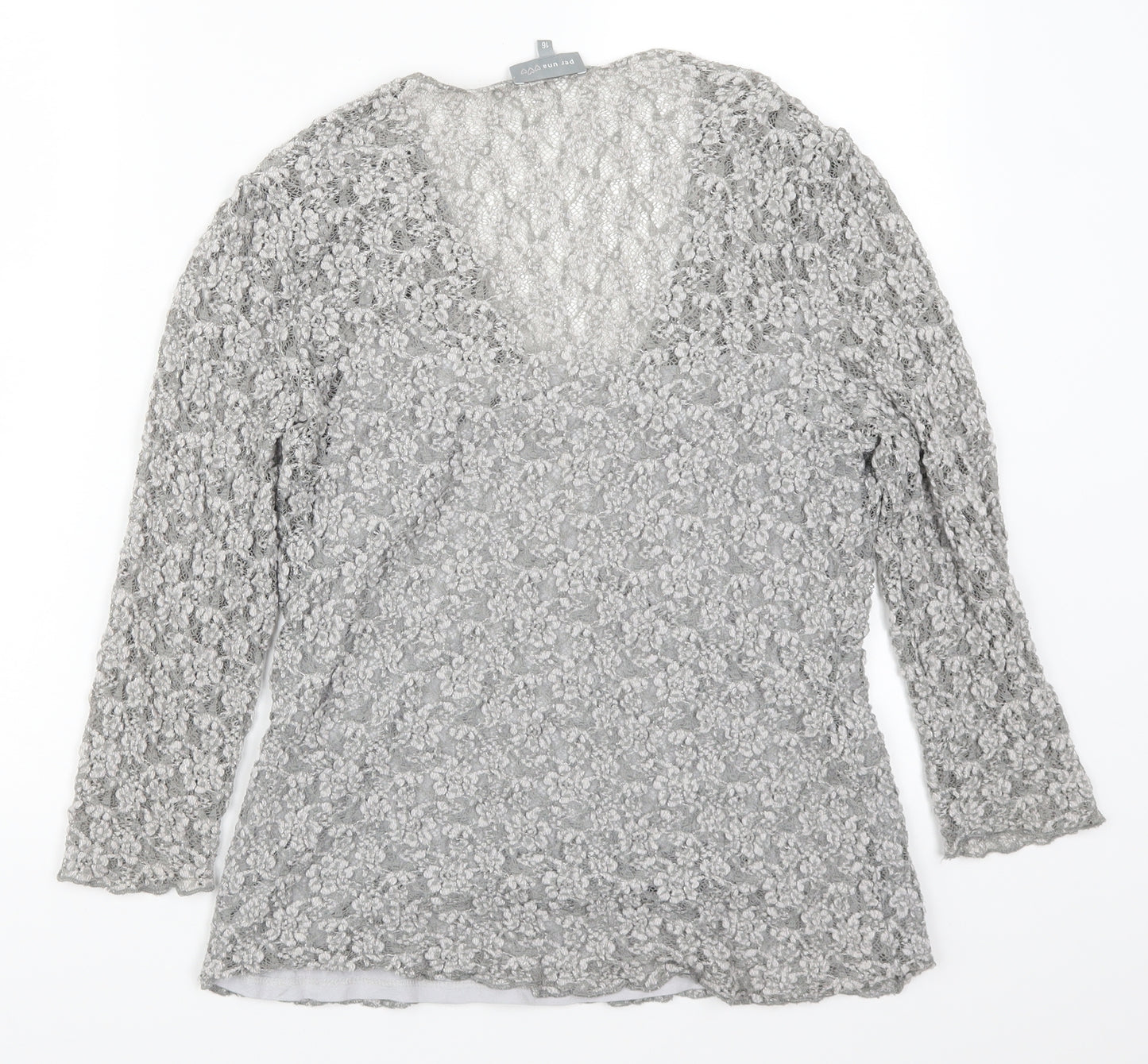 Per Una Womens Grey  Lace Basic T-Shirt Size 16
