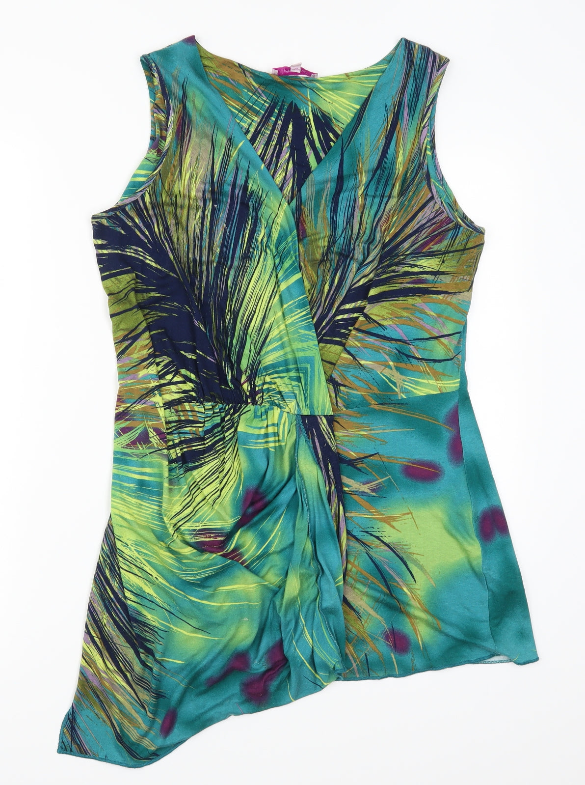 Per Una Womens Blue   Basic Tank Size 14  - Feather Print