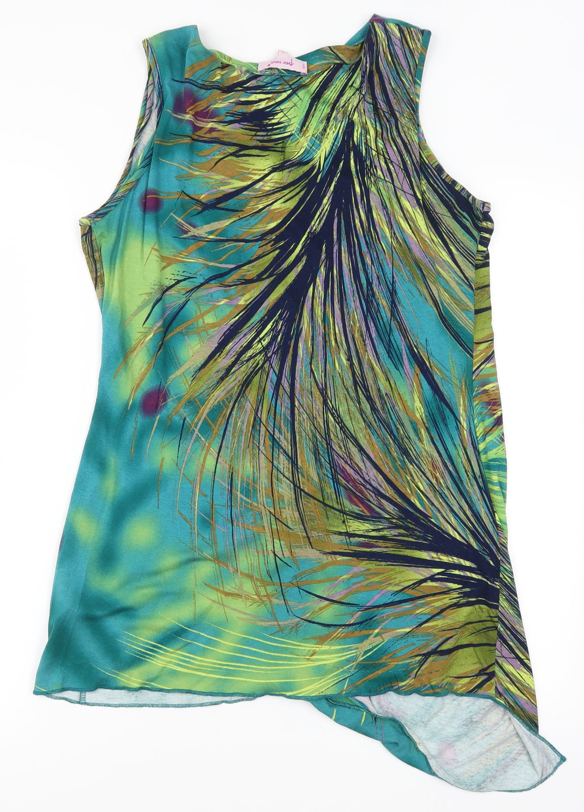Per Una Womens Blue   Basic Tank Size 14  - Feather Print