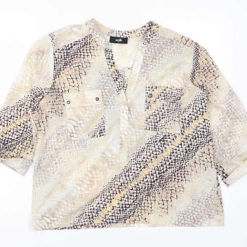 Wallis Womens Beige Animal Print  Basic Blouse Size M