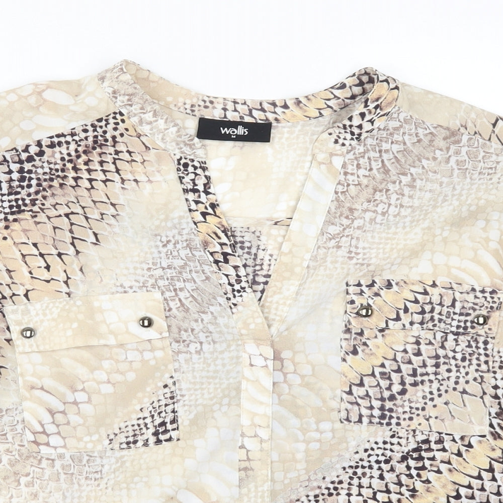 Wallis Womens Beige Animal Print  Basic Blouse Size M