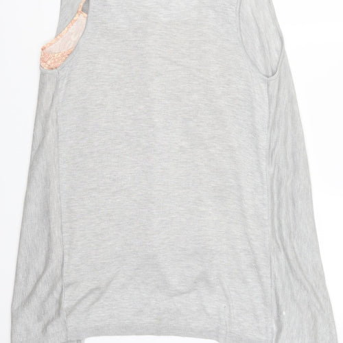 NEXT Womens Pink Geometric  Cardigan Jumper Size 14  - Grey Cardigan and Top All in One