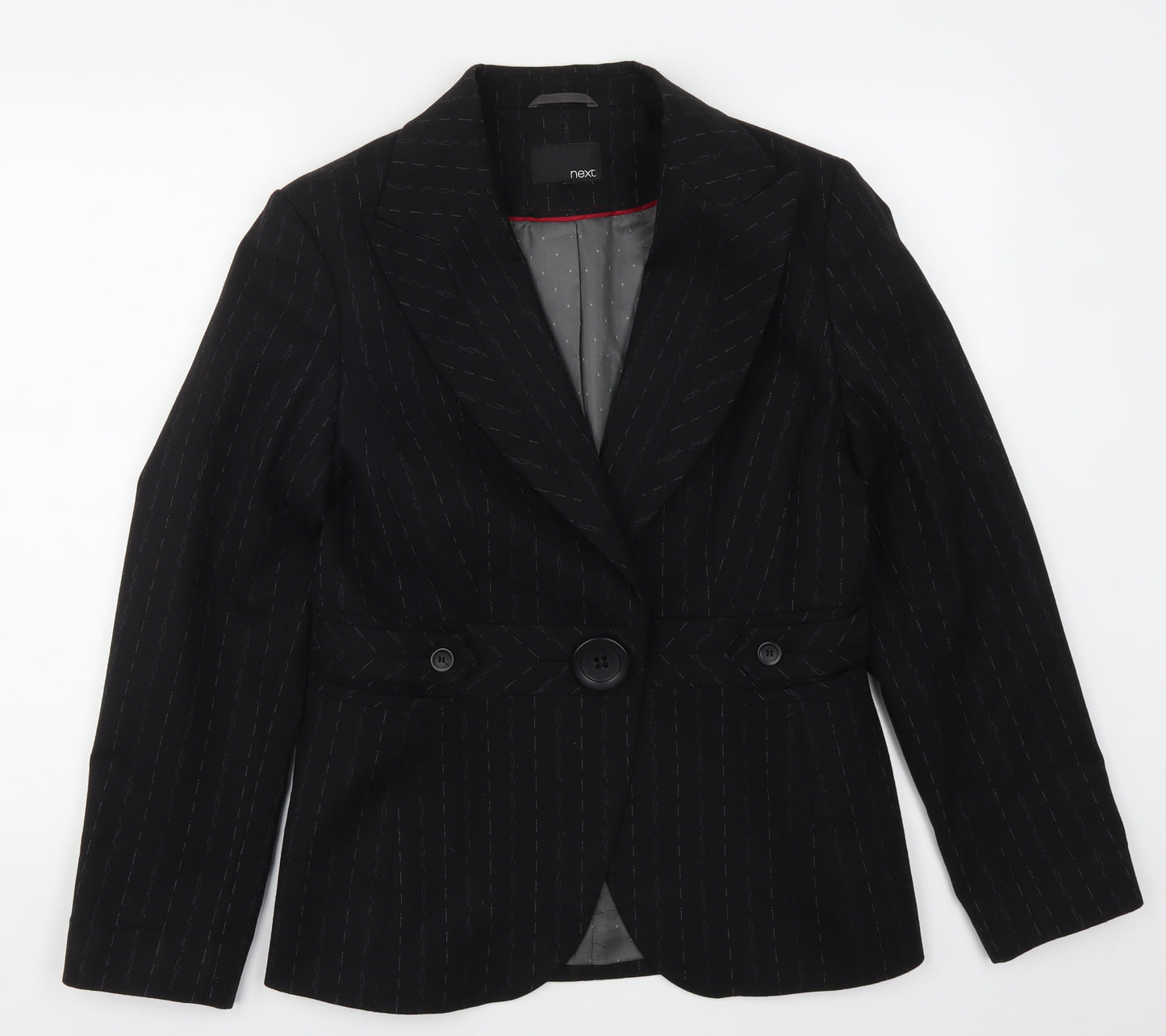 NEXT Womens Black Striped  Jacket Suit Jacket Size 14