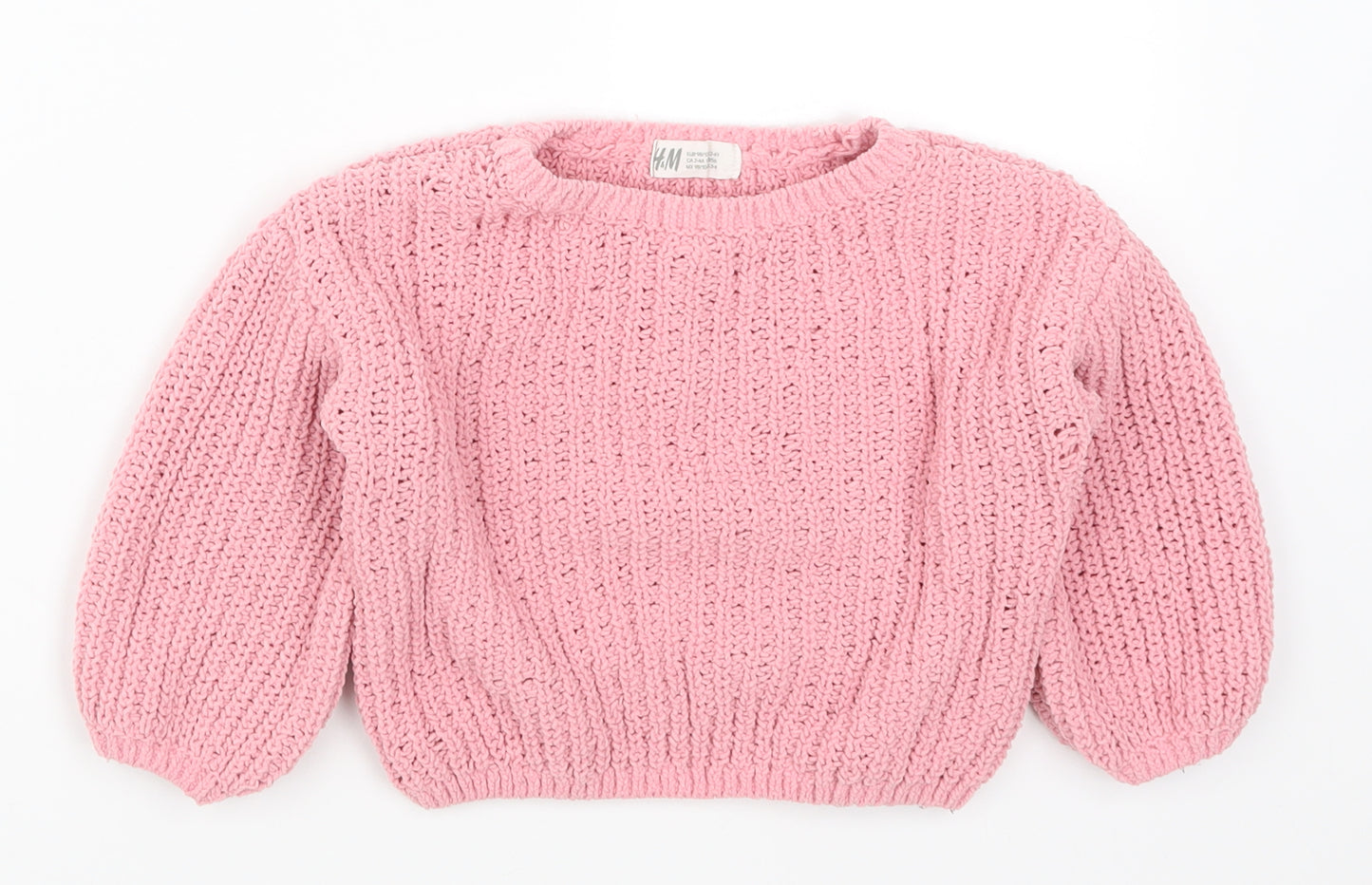 H&M Girls Pink  Knit Pullover Jumper Size 2-3 Years