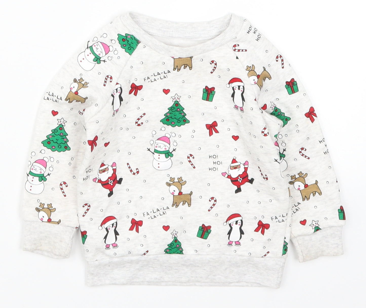 Primark Baby Grey   Basic T-Shirt Size 9-12 Months  - Christmas Prints