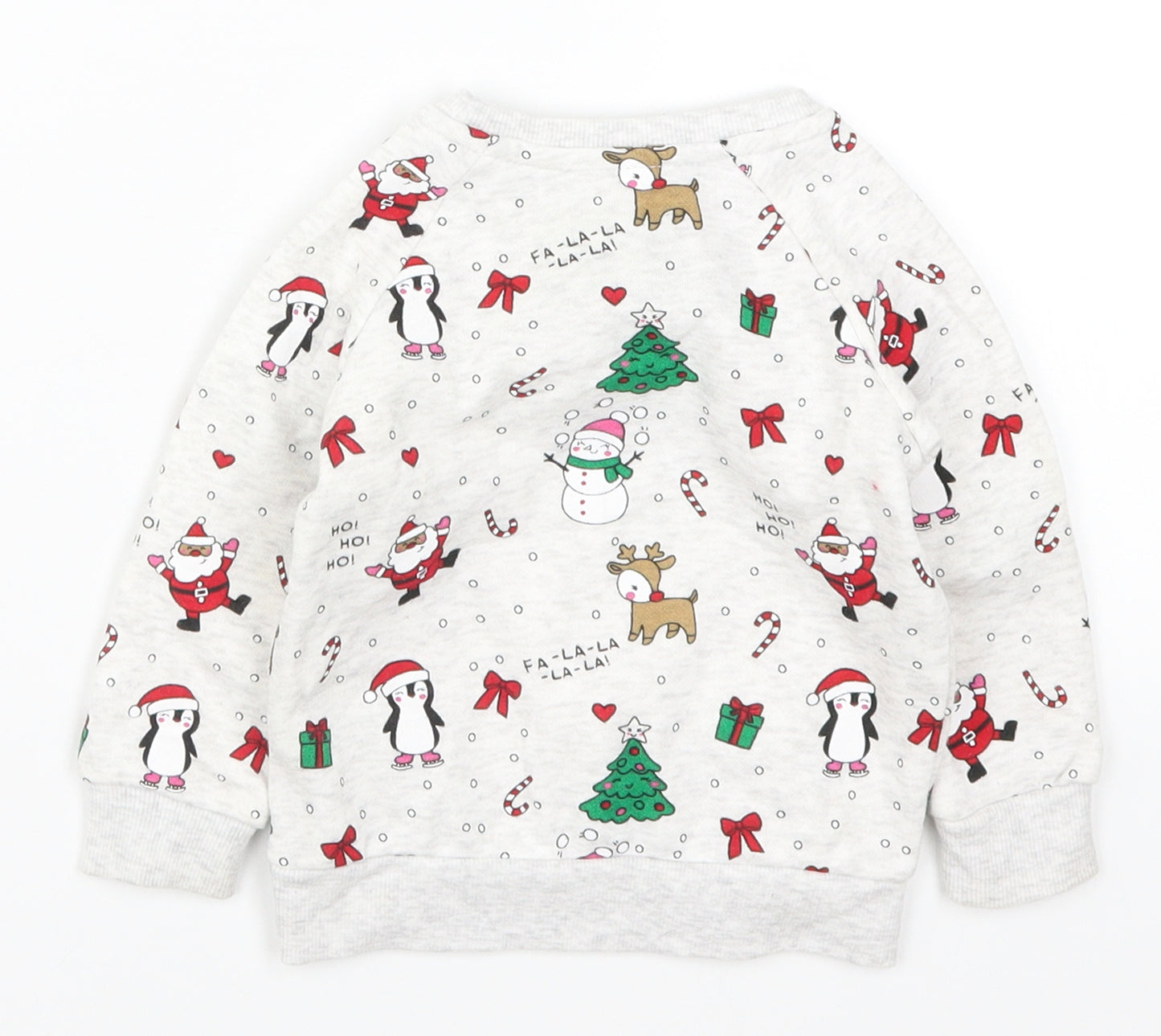 Primark Baby Grey   Basic T-Shirt Size 9-12 Months  - Christmas Prints